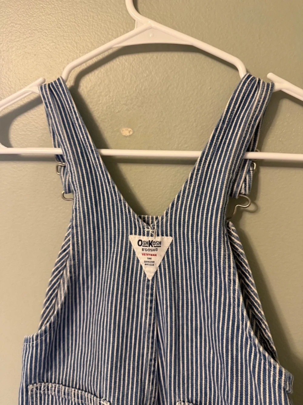 OSH KOSH Vintage Overall Bibs Pinstripe Denim Size 4T Toddler Kid